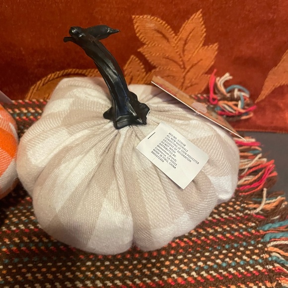 Harvest Fabric Plaid Pumpkins Set of 3 Rustic Farmhouse Decor Fall NWT - Picture 4 of 5
